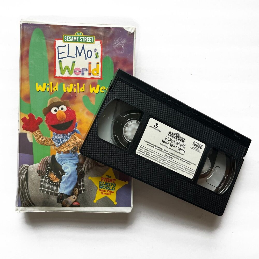 Elmos World Wild West Vintage VHS Tape 2001 Original Clamshell Case